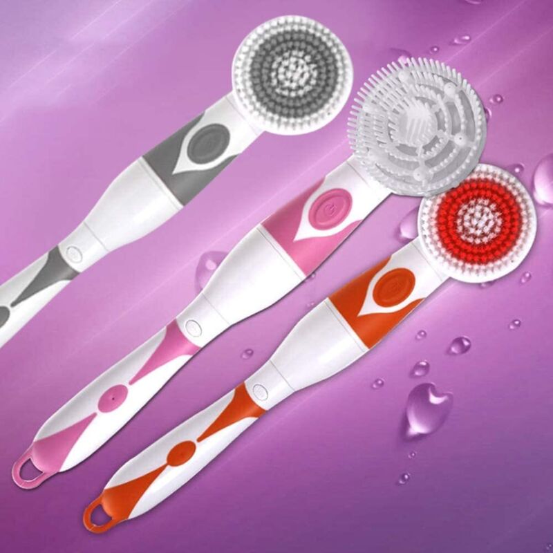 4 In 1 Waterproof Electric Bath Brush Multifunctional Body Cleaning Brush Back Massage Scrubber With 4 Brush Heads