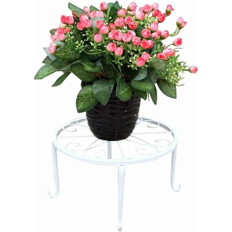 9" Rust Resistant Wrought Iron Metal Plant Pot Stand White