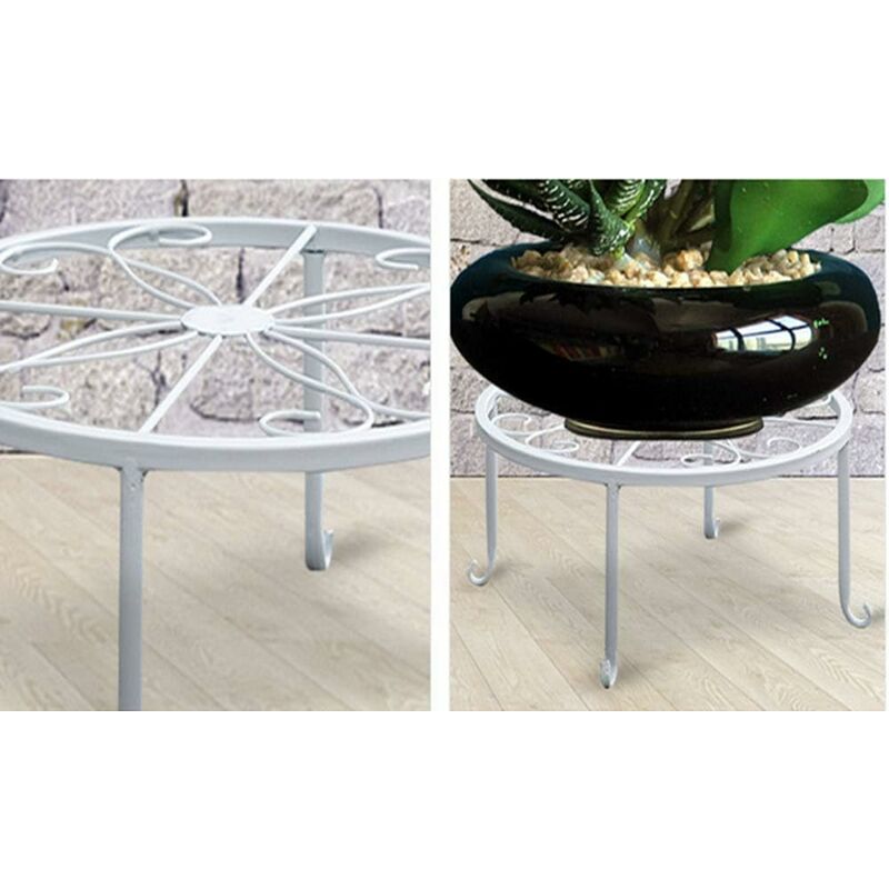 9" Rust Resistant Wrought Iron Metal Plant Pot Stand White