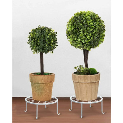 9" Rust Resistant Wrought Iron Metal Plant Pot Stand White