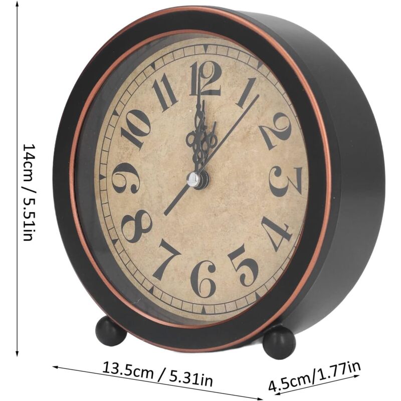 Vintage Retro Analog Alarm Clock, ROund Alarm Clock, Small Desk Clock, Super Quiet, Non-Ticking, Small Clock For Home