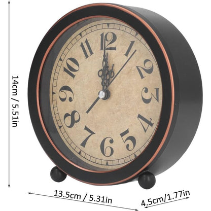 Vintage Retro Analog Alarm Clock, ROund Alarm Clock, Small Desk Clock, Super Quiet, Non-Ticking, Small Clock For Home