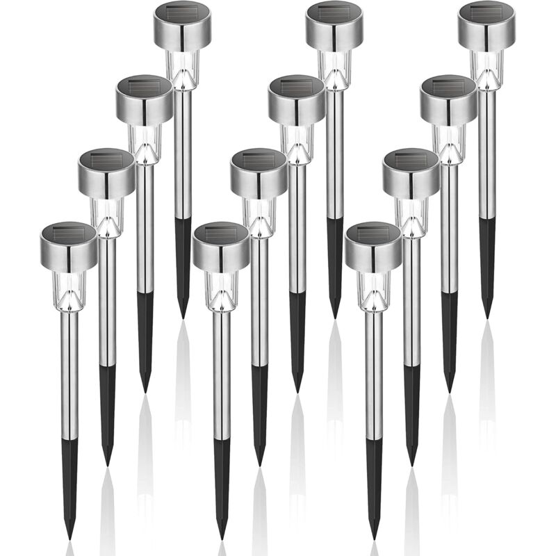 Outdoor Solar Lights LED Landscape Light Pack/Pathway Lights Stainless Steel-12