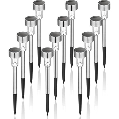 Outdoor Solar Lights LED Landscape Light Pack/Pathway Lights Stainless Steel-12