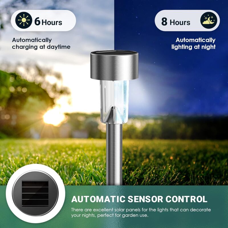 Outdoor Solar Lights LED Landscape Light Pack/Pathway Lights Stainless Steel-12