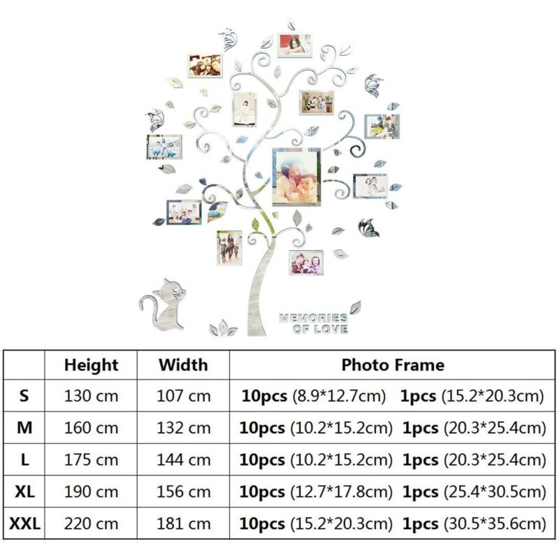Wall Stickers Tree Photo Frame 3D Diy Mural Decals Arts Home Decoration For Bedroom, Living ROom, Nursery, Hall,