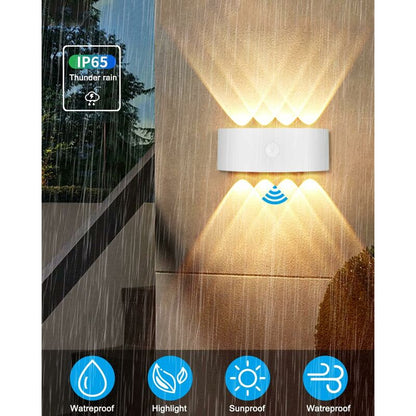 Outdoor Wall Light, 8W Indoor Motion Sensor Lamp, 3000K Warm White Bedroom Wall Light, Waterproof Ip65, Balcony,