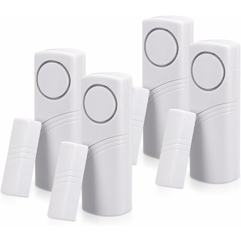 Door And Window Alarm - Pack Of 4 Wireless Intruder Alarms - Home Security Against Burglary - Magnetic Operation - 90 Db
