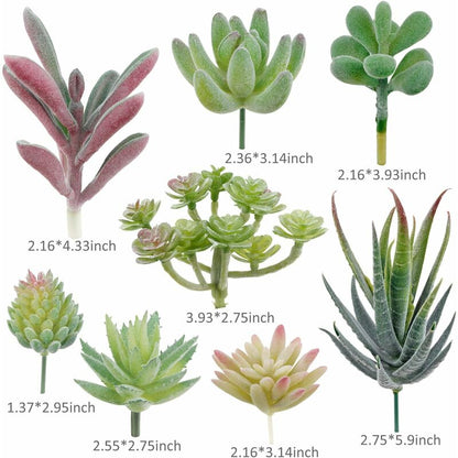 18 pcs Artificial Succulent Plants Flocking Potless Mini Fake Succulent Plants For Lotus Landscape Decorative Garden