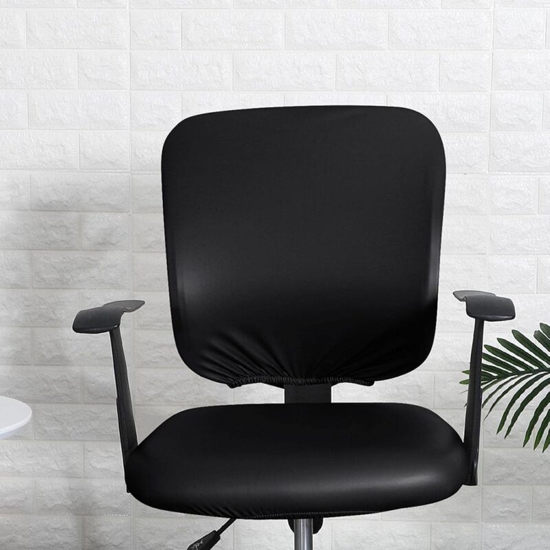 Pu Office Chair Cover Removable Stretch Armchair Cover Swivel Chair Protector Waterproof Oilproof For Banquet Home,