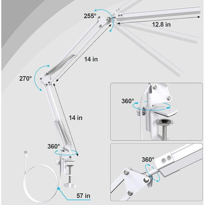 LED Desk Lamp - Powerful LED Desk Lamp With Clip - Eye Protection LED Desk Lamp - 3 Lighting Modes X 10 Brightness