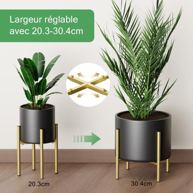 Plant Stand, Simple Style Metal Plant Shelf, Indoor And Outdoor Flower Pot Holder Adjustable Width For 20-30Cm Pots
