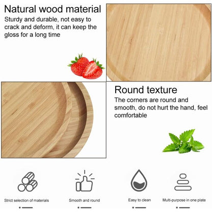 2 Piece Bamboo Saucers 20Cm ROund Bamboo Tray Bamboo Plant Saucer ROund Serving Tray Wooden Flower Pot Saucer For Cups,