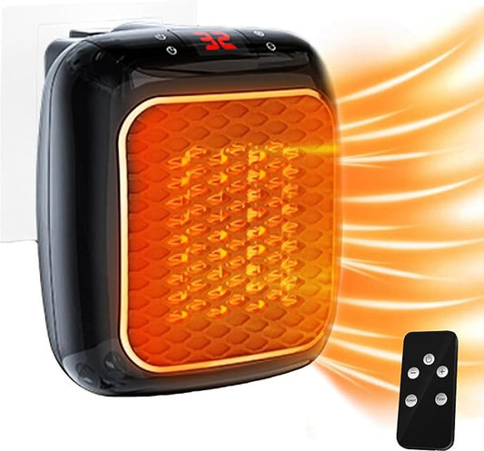 Electric radiators - Rechargeable air heater with remote control, Mini ceramic fan heater, bathroom, energy saving, Quiet heating, 1200W heater with 12-hour timer, thermostat