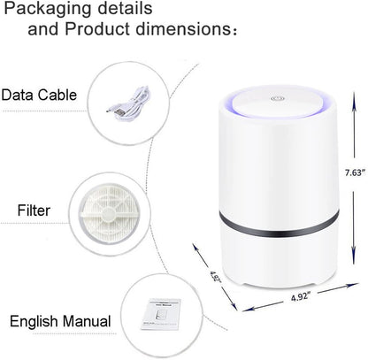 Air purifier - For living room, bedroom, office, and baby's room - Air quality indicator - Effective against dust mites, hay fever, allergies, and dust - Air purifiers - Air purifier