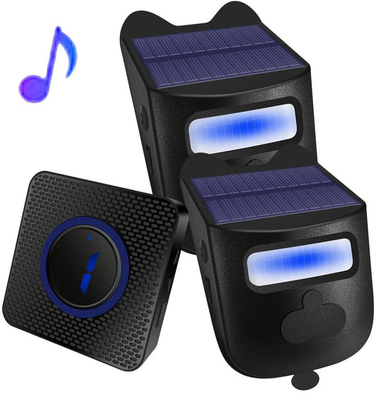 Driveway alarm - Entry detector - Solar driveway alarm - Motion detector - Wireless = Security - Wireless solar driveway alarm - Motion detector - Doorbell - DIY security system - (2 sensors and 1 doorbell)