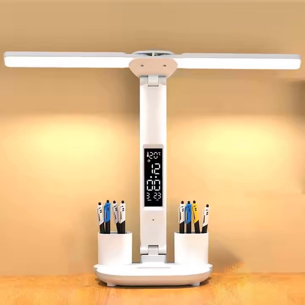 LED Desk Lamp - Table Lamp - Daylight Lamp - Dimmable - USB Rechargeable Touch Desk Lamp - Reading Lamp with Eye Protection in 3 Colors - 3-in-1 LCD Screen
