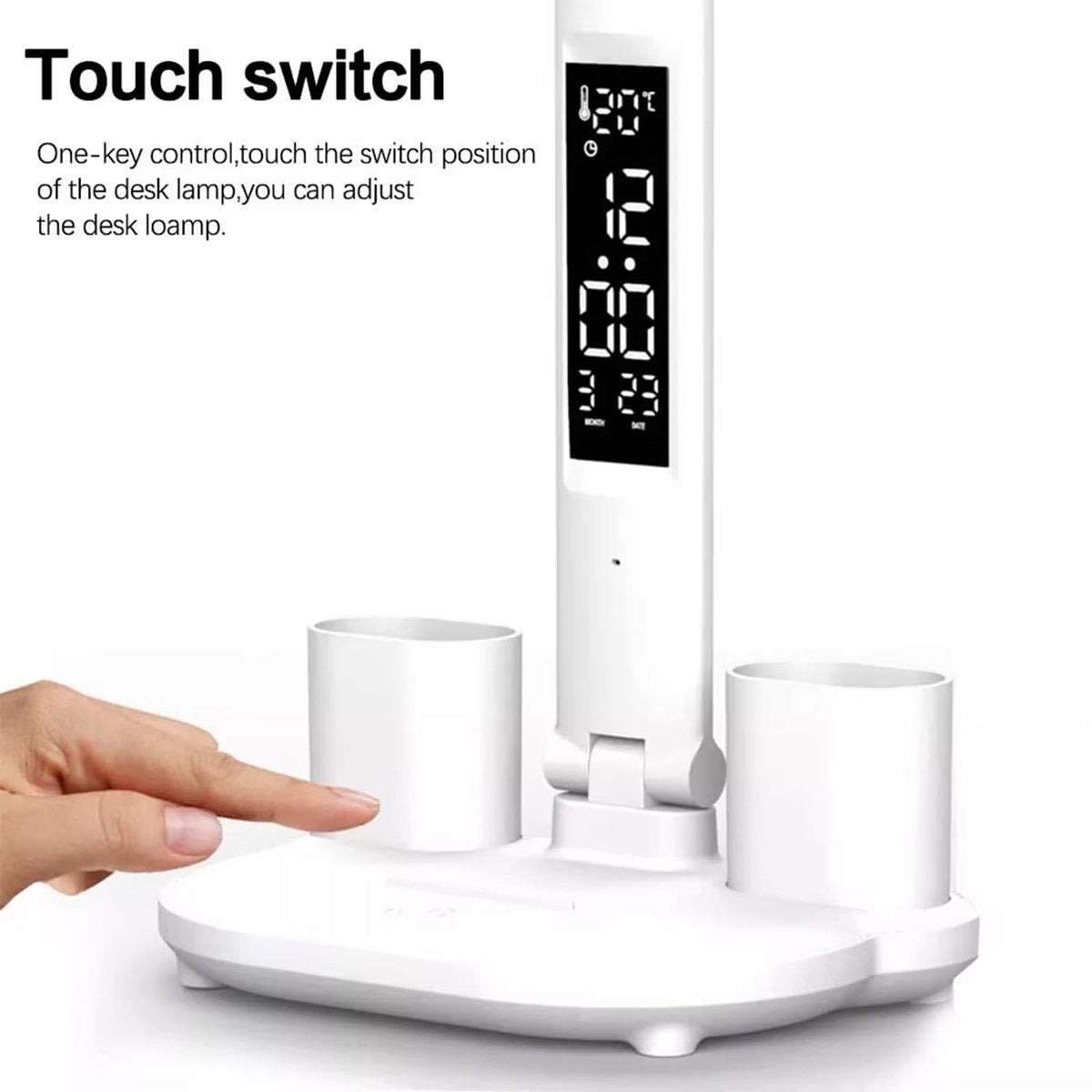 LED Desk Lamp - Table Lamp - Daylight Lamp - Dimmable - USB Rechargeable Touch Desk Lamp - Reading Lamp with Eye Protection in 3 Colors - 3-in-1 LCD Screen