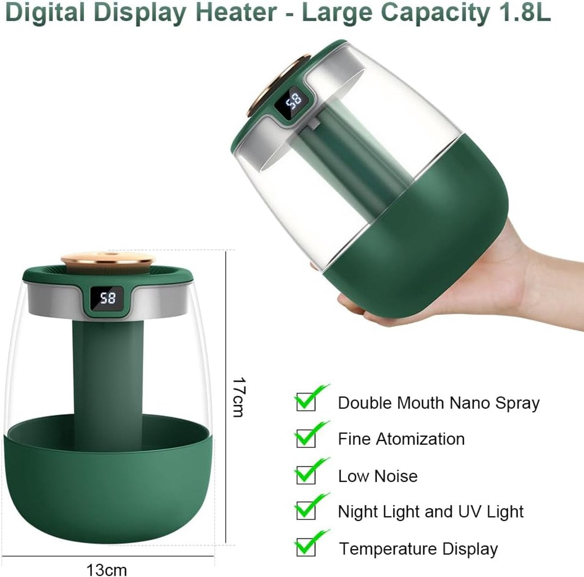 Humidifiers - Bedroom humidifier - Mini humidifier - Children's room humidifier - Humidifier with hygrometer - Humidifier with night light for bedroom - Children's room - Plants - Vegetables