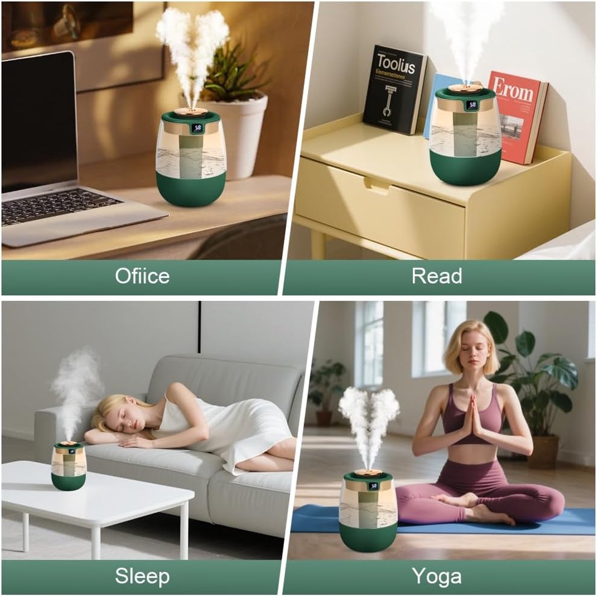 Humidifiers - Bedroom humidifier - Mini humidifier - Children's room humidifier - Humidifier with hygrometer - Humidifier with night light for bedroom - Children's room - Plants - Vegetables