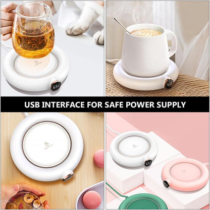 Cup or mug warmer - Heating plate - Coffee cup warmer - Tea cup warmer - Thermal heating plate - Heated coaster - USB coffee warmer for home, office or study use - Wit
