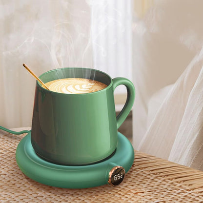 Mug or cup warmer - Heating plate - Coffee cup warmer - Tea cup warmer - Thermal heating plate - Heated coaster - USB coffee warmer for home, office, or desk use - Green