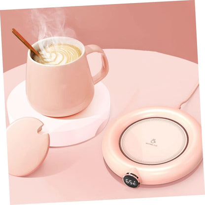 Mug or cup warmer - Heating plate - Coffee cup warmer - Tea cup warmer - Thermal heating plate - Heated coaster - USB coffee warmer for home, office, or desk use - Pink