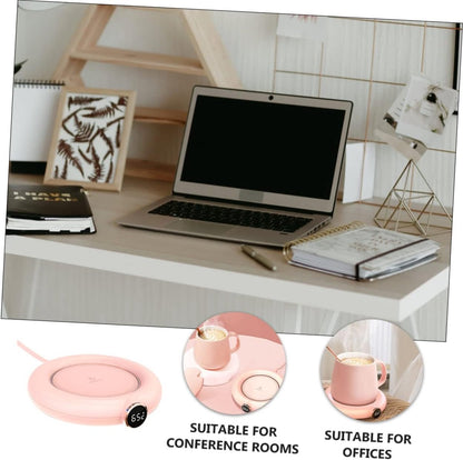 Mug or cup warmer - Heating plate - Coffee cup warmer - Tea cup warmer - Thermal heating plate - Heated coaster - USB coffee warmer for home, office, or desk use - Pink