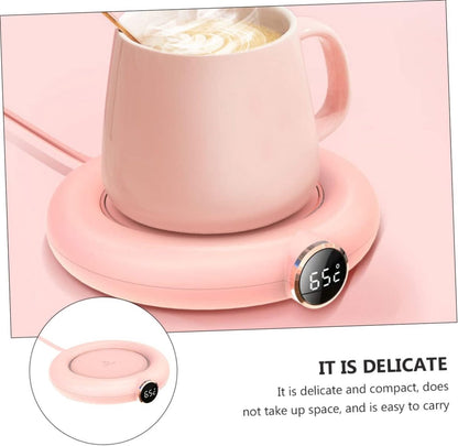 Mug or cup warmer - Heating plate - Coffee cup warmer - Tea cup warmer - Thermal heating plate - Heated coaster - USB coffee warmer for home, office, or desk use - Pink