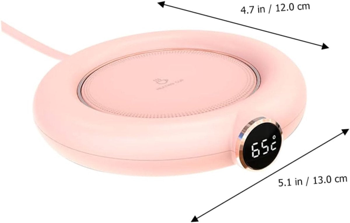 Mug or cup warmer - Heating plate - Coffee cup warmer - Tea cup warmer - Thermal heating plate - Heated coaster - USB coffee warmer for home, office, or desk use - Pink