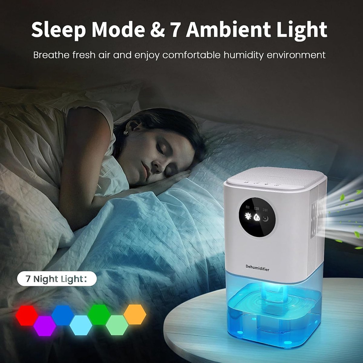 Dehumidifier - Ultra-Quiet Smart Dehumidifier - Home Dehumidifier - Ultra-Quiet Portable Dehumidifier - For Drying Laundry - Dehumidifies Bedrooms, Bathrooms, Wardrobes, and Caravans - White