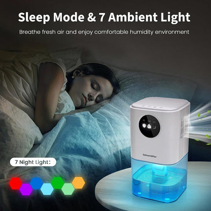 Dehumidifier - Ultra-Quiet Smart Dehumidifier - Home Dehumidifier - Ultra-Quiet Portable Dehumidifier - For Drying Laundry - Dehumidifies Bedrooms, Bathrooms, Wardrobes, and Caravans - White