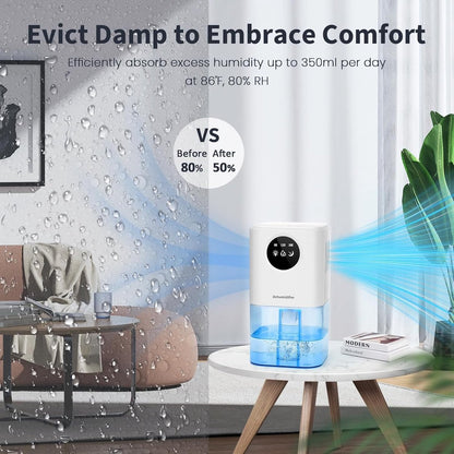 Dehumidifier - Ultra-Quiet Smart Dehumidifier - Home Dehumidifier - Ultra-Quiet Portable Dehumidifier - For Drying Laundry - Dehumidifies Bedrooms, Bathrooms, Wardrobes, and Caravans - White