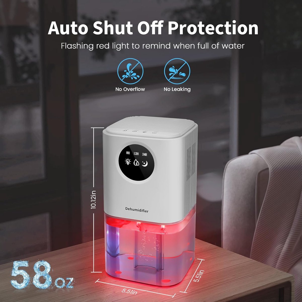 Dehumidifier - Ultra-Quiet Smart Dehumidifier - Home Dehumidifier - Ultra-Quiet Portable Dehumidifier - For Drying Laundry - Dehumidifies Bedrooms, Bathrooms, Wardrobes, and Caravans - White