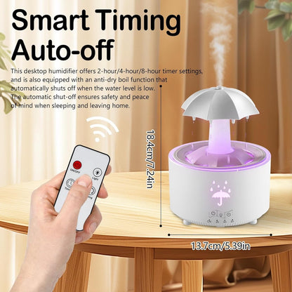 Aromatherapy Humidifier - Umbrella Humidifier - 300ml Rotating Humidifier for Bedroom with Remote Control and Timer - 7-Color LED Humidifier for Living Room or Children's Room - Humidifiers (White)