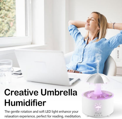 Aromatherapy Humidifier - Umbrella Humidifier - 300ml Rotating Humidifier for Bedroom with Remote Control and Timer - 7-Color LED Humidifier for Living Room or Children's Room - Humidifiers (White)