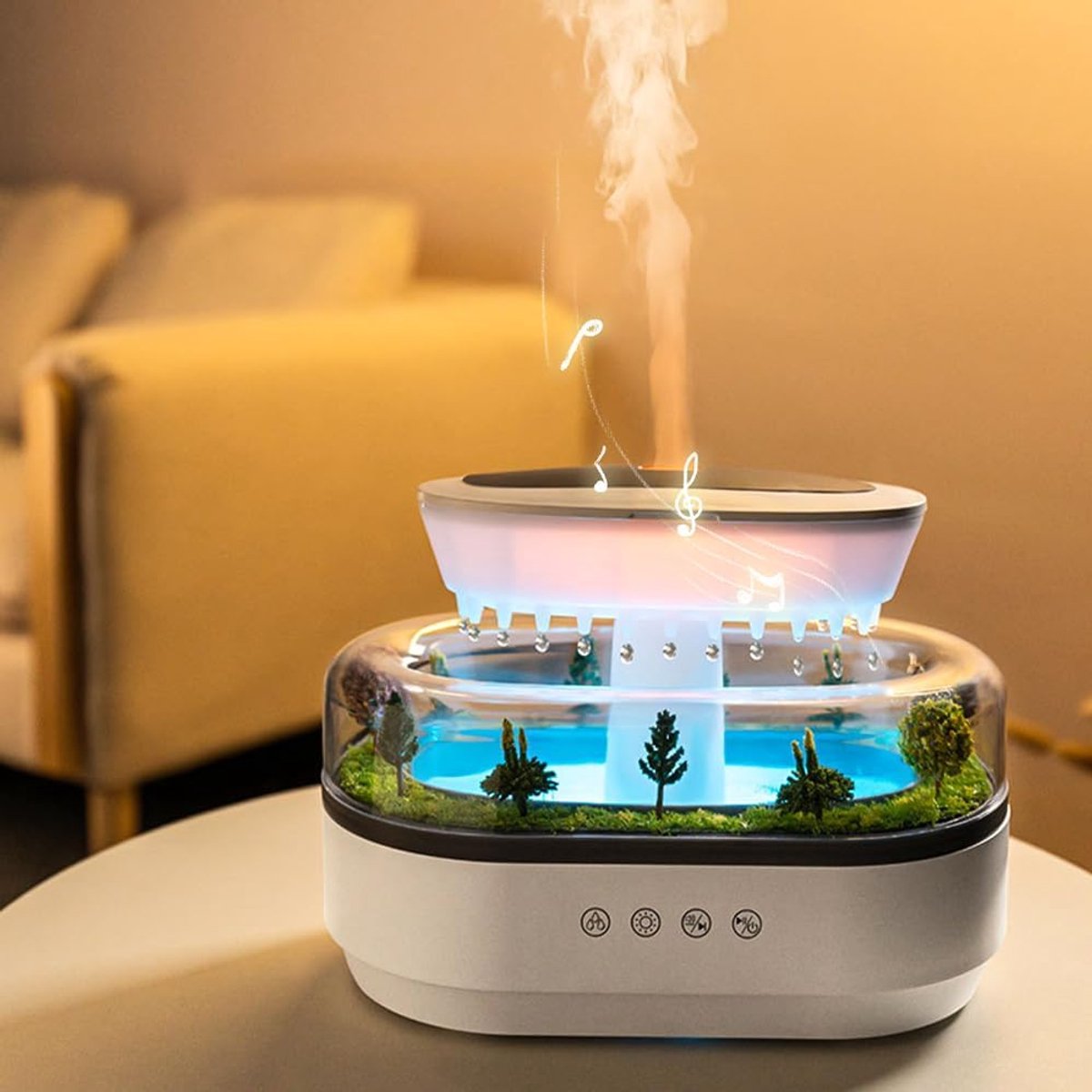 Humidifiers - Aromatherapy Humidifier - Bedroom Humidifier - With 7-Color Night Light and Music - Raindrop Landscape Humidifier - Aroma Diffuser for Essential Oils - Humidifier - Air Humidifier - Wit