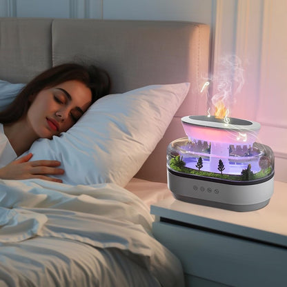 Humidifiers - Aromatherapy Humidifier - Bedroom Humidifier - With 7-Color Night Light and Music - Raindrop Landscape Humidifier - Aroma Diffuser for Essential Oils - Humidifier - Air Humidifier - Wit