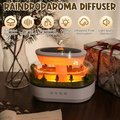 Humidifiers - Aromatherapy Humidifier - Bedroom Humidifier - With 7-Color Night Light and Music - Raindrop Landscape Humidifier - Aroma Diffuser for Essential Oils - Humidifier - Air Humidifier - Wit