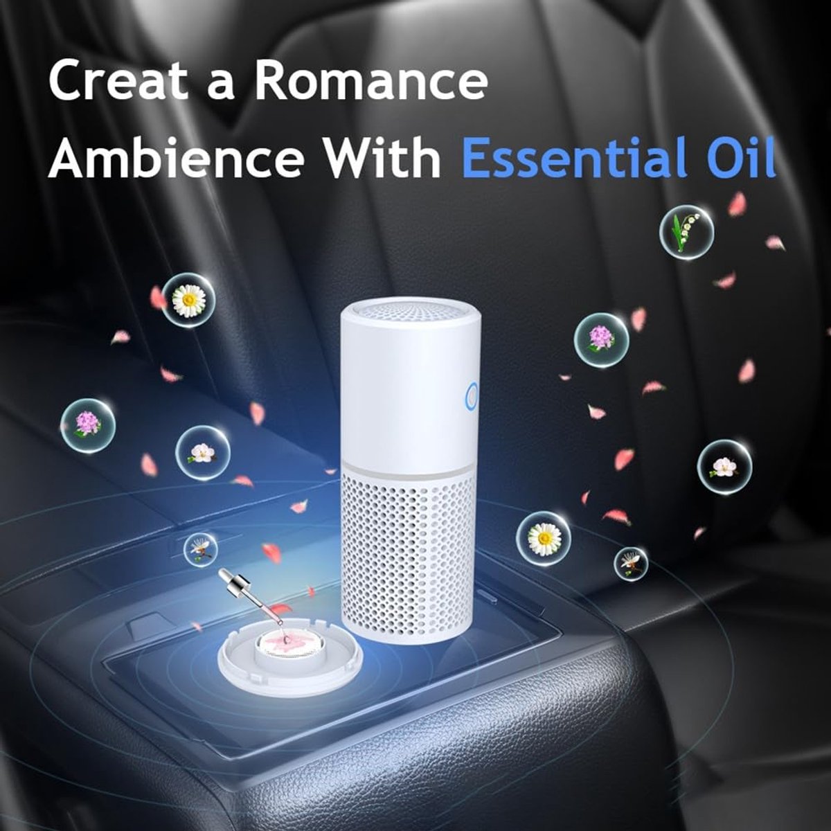 Air purifier - Mini portable air purifier - Car air filter - Ionizer - Works against dust mites and hay fever - Air filter - Wit