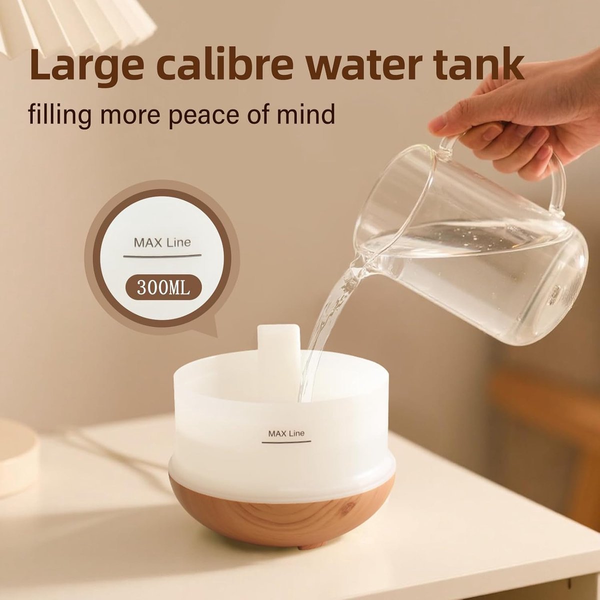Humidifiers - Aromatherapy Humidifier - 300ml Diffuser - Air Humidifier - Room Humidifier - 7-Color LED - Light and Automatic Shut-Off - Essential Oil Diffuser for Home and Office (Light Color)