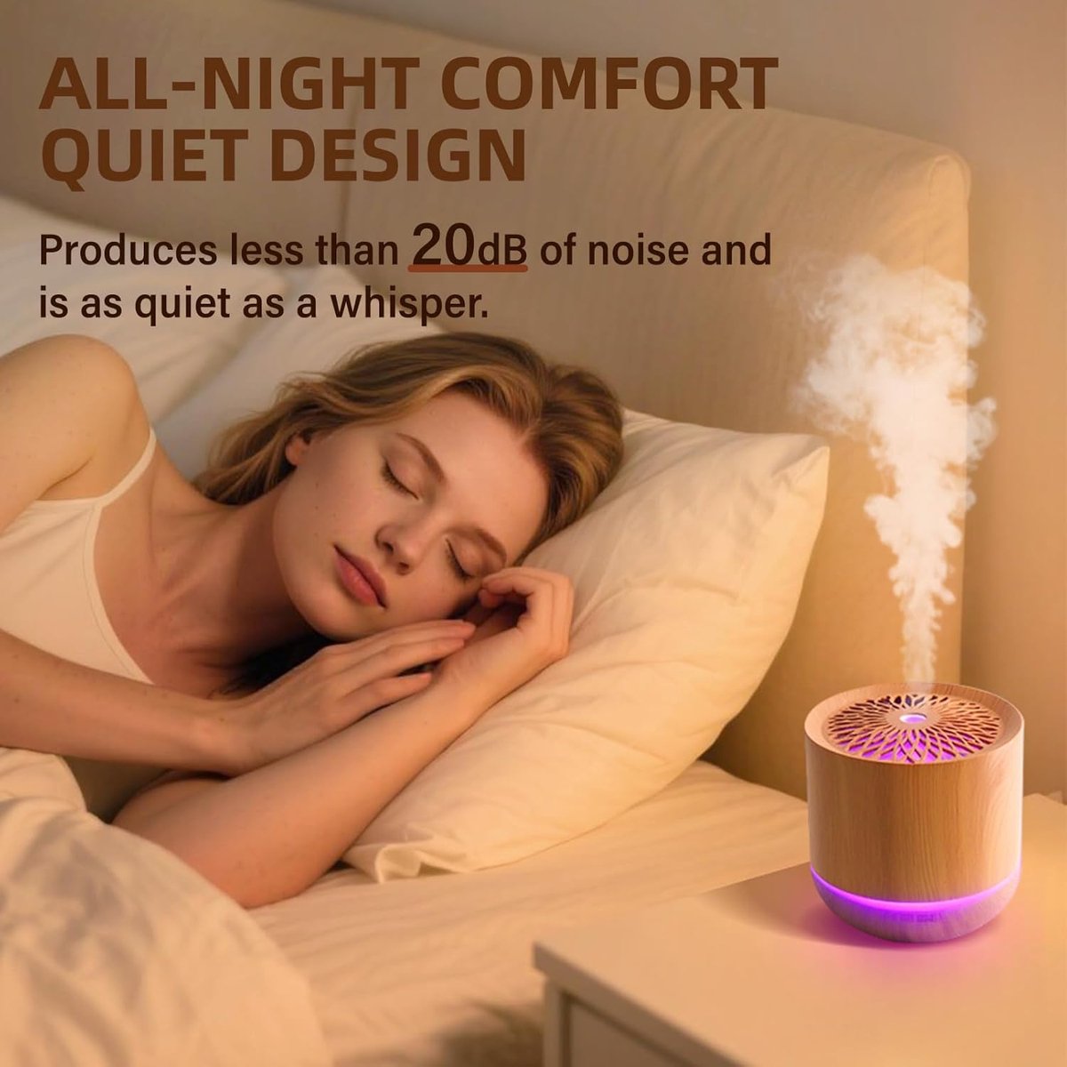 Humidifiers - Aromatherapy Humidifier - 300ml Diffuser - Air Humidifier - Room Humidifier - 7-Color LED - Light and Automatic Shut-Off - Essential Oil Diffuser for Home and Office (Light Color)