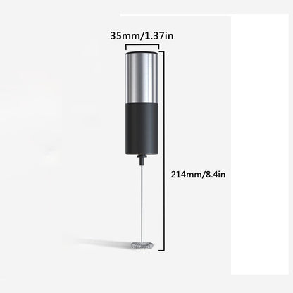 Electric milk frother - Manual milk frother - Mini milk mixer - With stand - No plug - Convenient for camping - Black