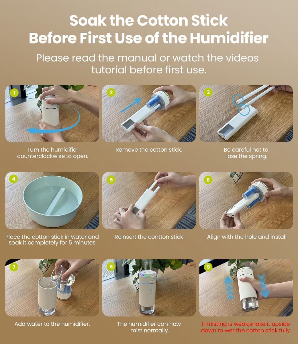 Humidifiers - Air humidifier - Bedroom humidifier - Mini desktop humidifier for travel, office, or children's room - Wit