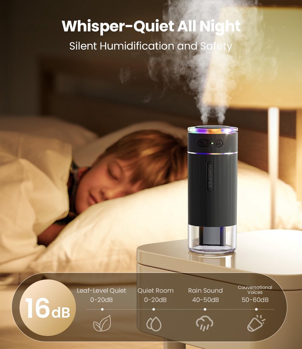 Humidifiers - Air humidifier - Bedroom humidifier - Mini desktop humidifier for travel, office, or children's room - Wit