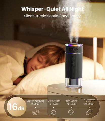 Humidifiers - Air humidifier - Bedroom humidifier - Mini desktop humidifier for travel, office, or children's room - Wit