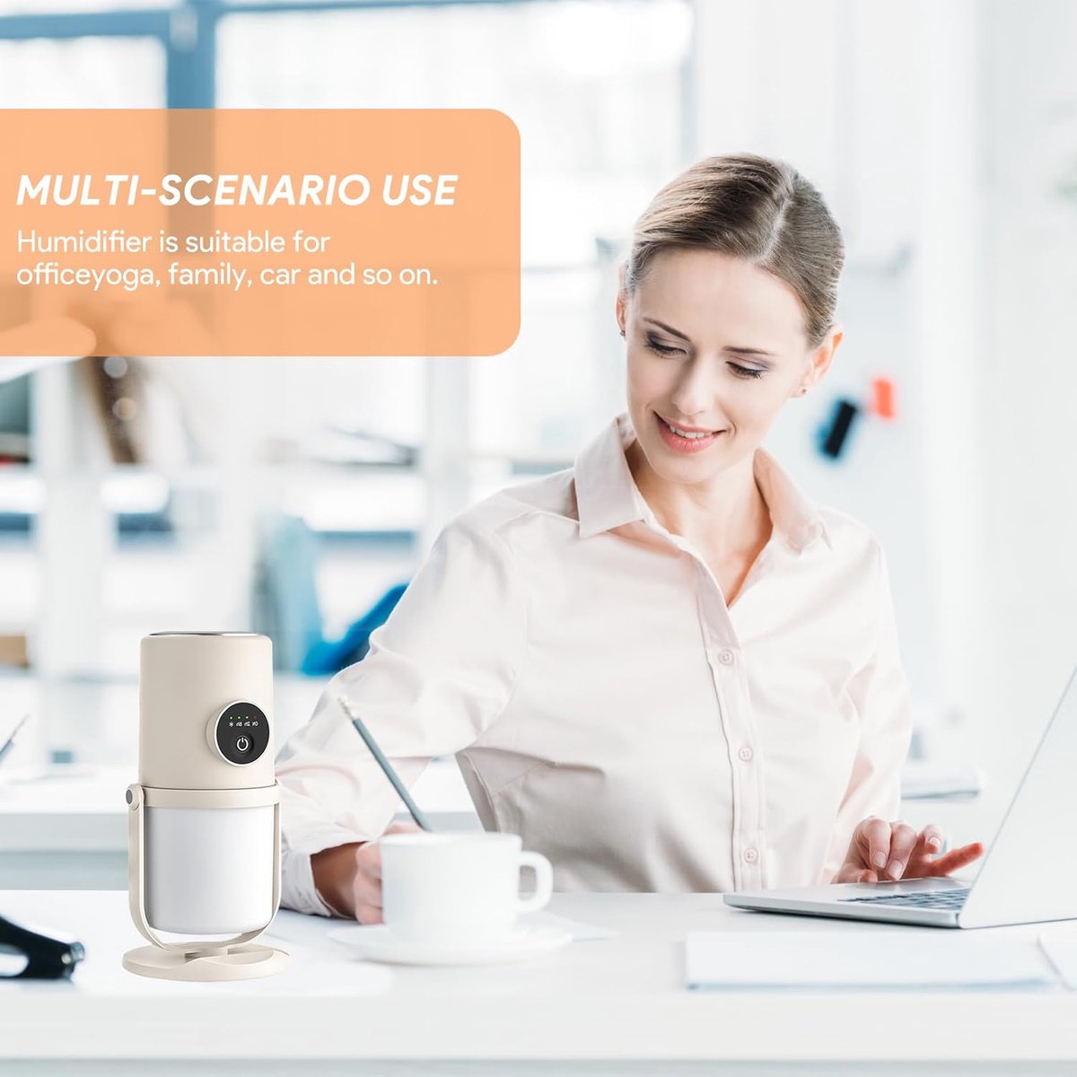 Humidifiers - Bedroom Humidifier - Cool Mist Humidifier - 280ml USB Desktop Humidifier with Night Light for Bedroom - Quiet Operation - Automatic Shut-Off - Timer