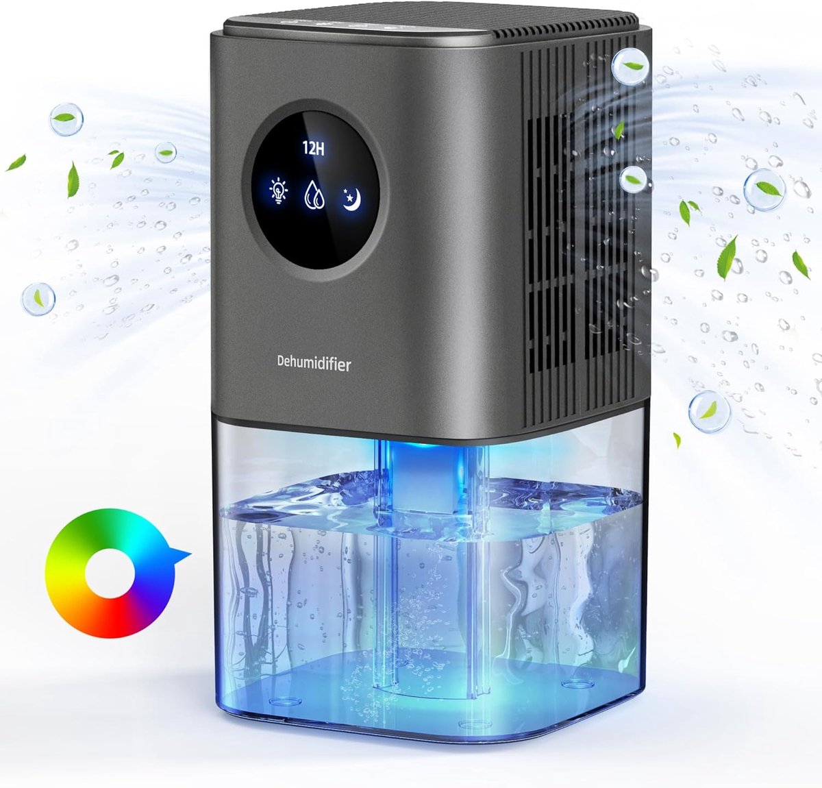 Dehumidifier - Intelligent Ultra - Silent Dehumidifier - Ultra-Quiet Portable Dehumidifier - For Drying Laundry - Dehumidifies Bedrooms, Bathrooms, Wardrobes, and Caravans - Black