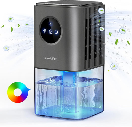 Dehumidifier - Intelligent Ultra - Silent Dehumidifier - Ultra-Quiet Portable Dehumidifier - For Drying Laundry - Dehumidifies Bedrooms, Bathrooms, Wardrobes, and Caravans - Black