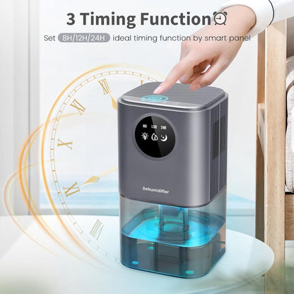 Dehumidifier - Intelligent Ultra - Silent Dehumidifier - Ultra-Quiet Portable Dehumidifier - For Drying Laundry - Dehumidifies Bedrooms, Bathrooms, Wardrobes, and Caravans - Black